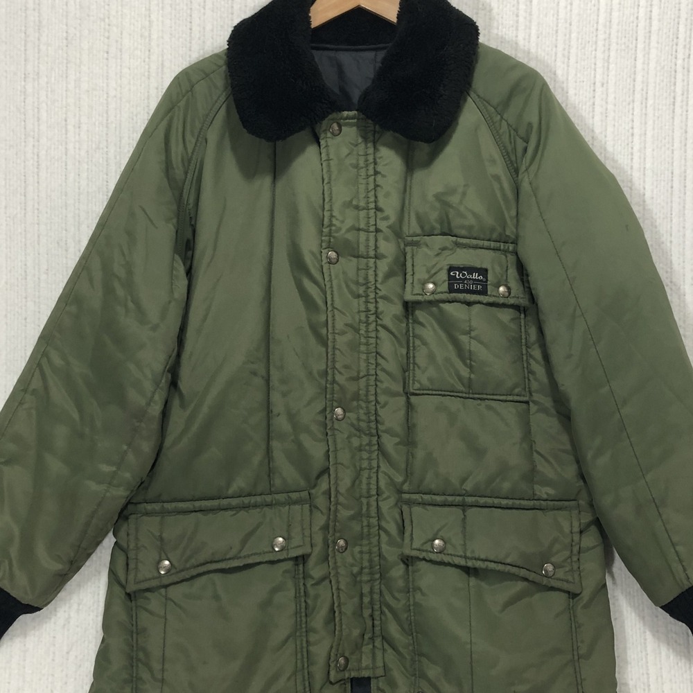 Vintage Walls Blizzard Pruf Parka Jacket Mens Large Green Faux Fur Collar USA